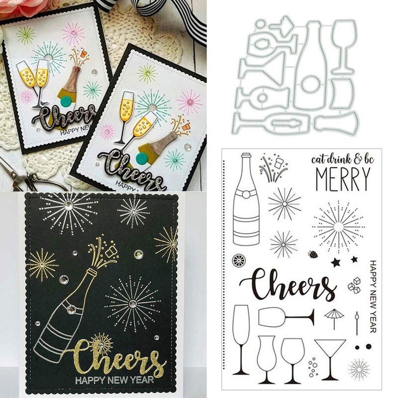 Lottoyday Wine Glass Silicone Clear Stamp and Die Sets for Card Making, DIY Embossing Photo Album Decorative Craft - Image 3